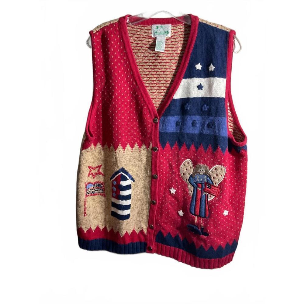 Vintage Quacker Factory  Sweater Vest with Angel Design 1X